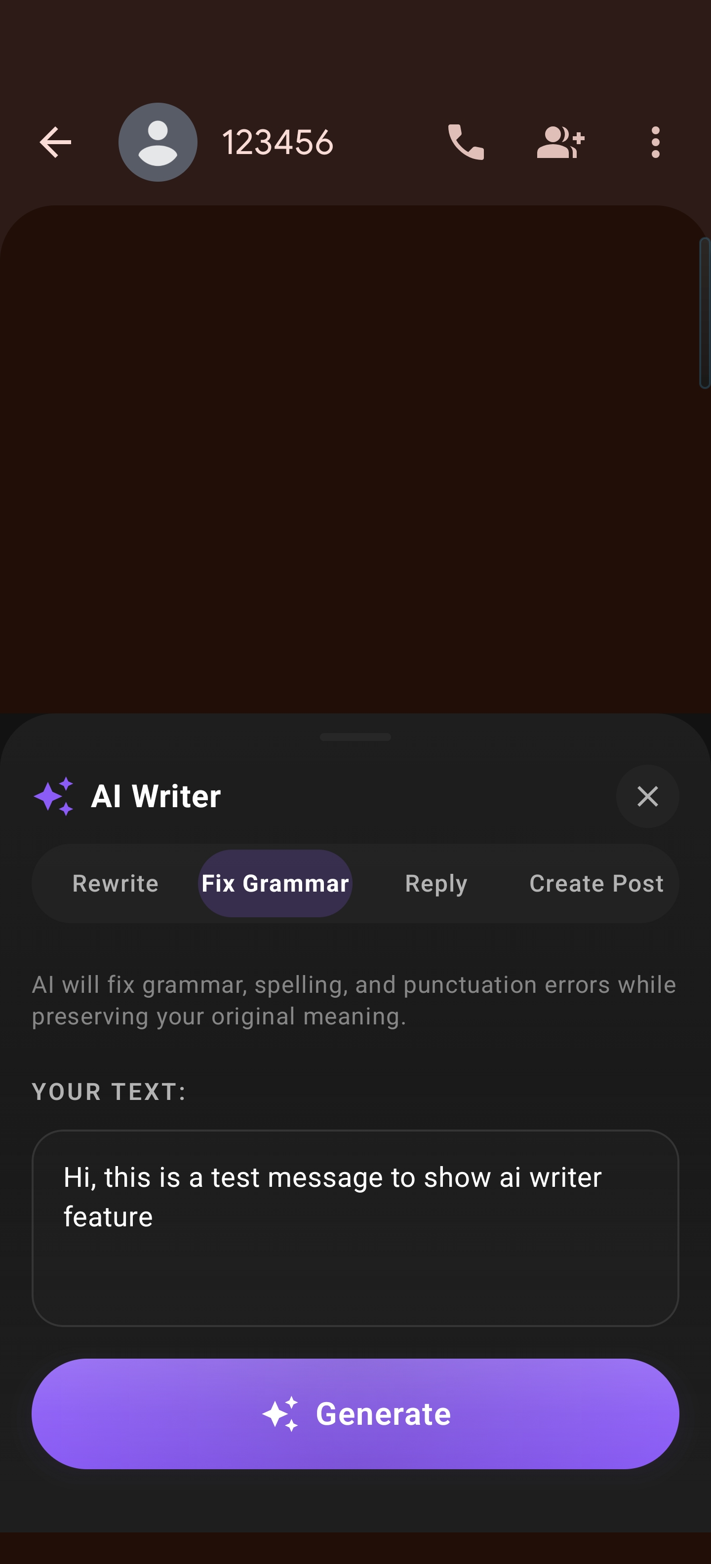 AI Writer Fix Grammar Mode