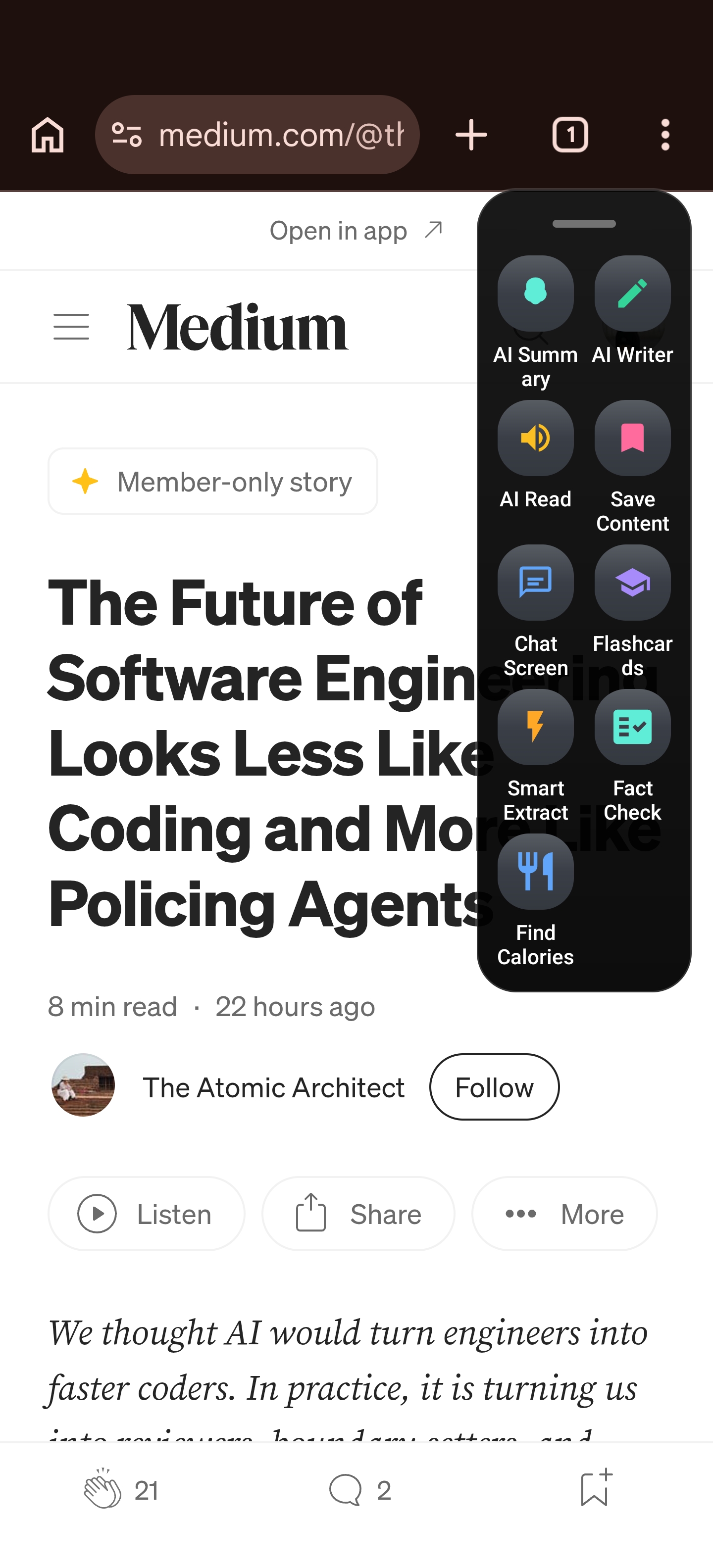 Arc Floating Sidebar interface